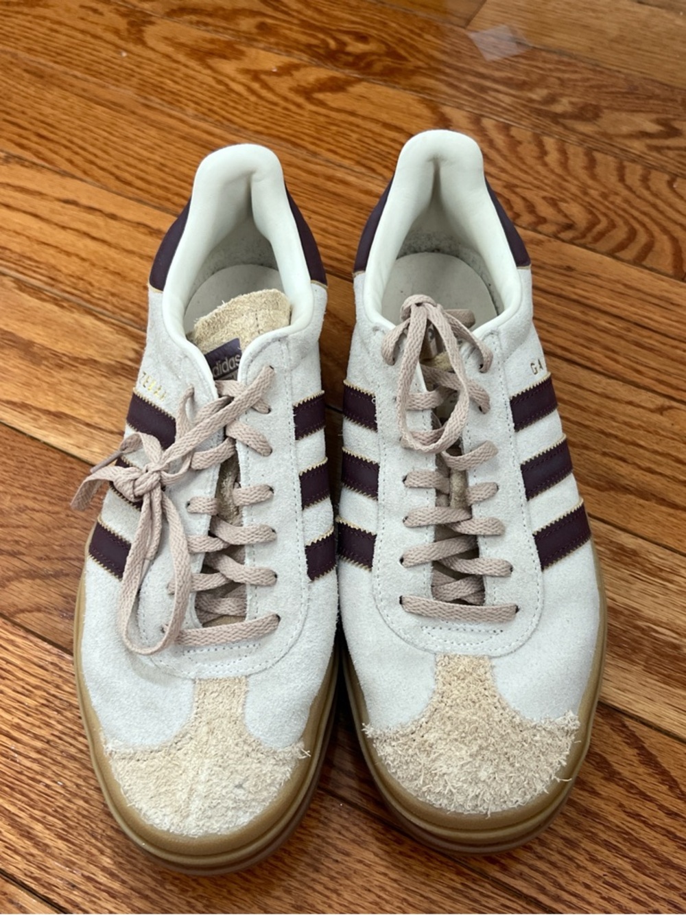 Adidas Gazelle Bold burgundy and cream